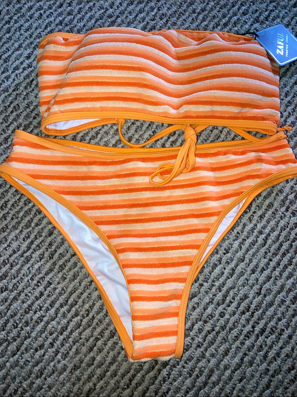 Zaful Orange striped women’s 2 piece bikini
